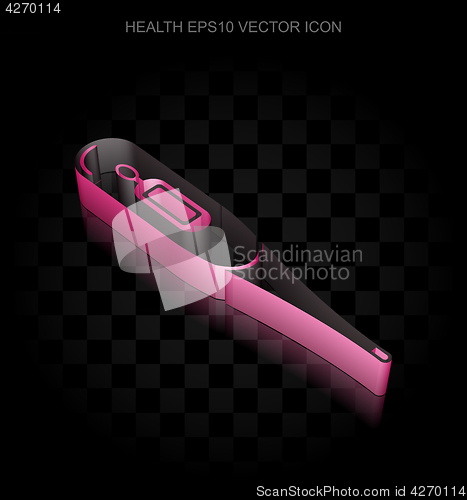 Image of Health icon: Crimson 3d Thermometer made of paper, transparent shadow, EPS 10 vector.