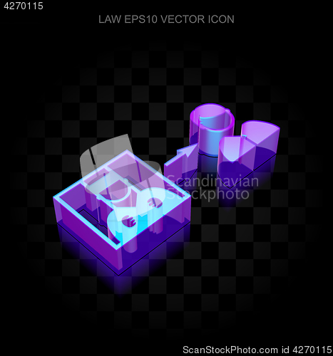 Image of Law icon: 3d neon glowing Criminal Freed made of glass, EPS 10 vector.