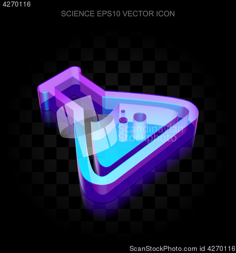 Image of Science icon: 3d neon glowing Flask made of glass, EPS 10 vector.