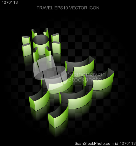 Image of Vacation icon: Green 3d Beach made of paper, transparent shadow, EPS 10 vector.