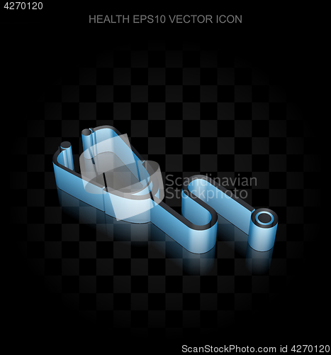 Image of Healthcare icon: Blue 3d Stethoscope made of paper, transparent shadow, EPS 10 vector.