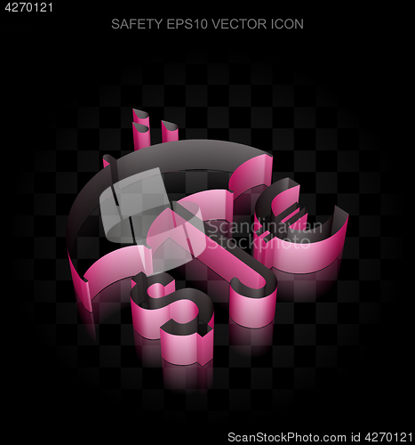Image of Protection icon: Crimson 3d Money And Umbrella made of paper, transparent shadow, EPS 10 vector.