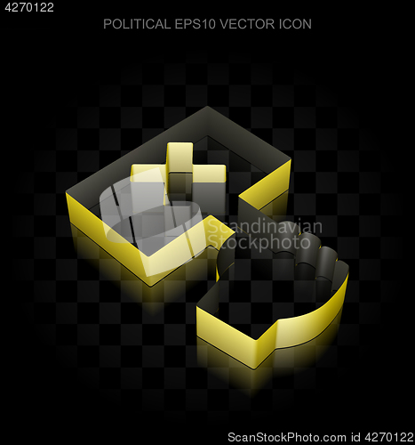 Image of Political icon: Yellow 3d Protest made of paper, transparent shadow, EPS 10 vector.