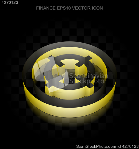 Image of Business icon: Yellow 3d Target made of paper, transparent shadow, EPS 10 vector.