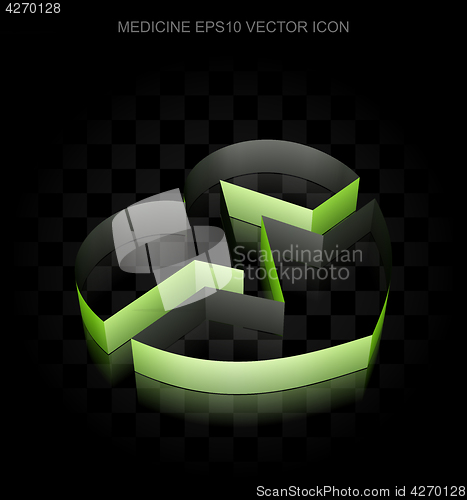 Image of Health icon: Green 3d Heart made of paper, transparent shadow, EPS 10 vector.