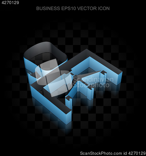 Image of Business icon: Blue 3d Office made of paper, transparent shadow, EPS 10 vector.