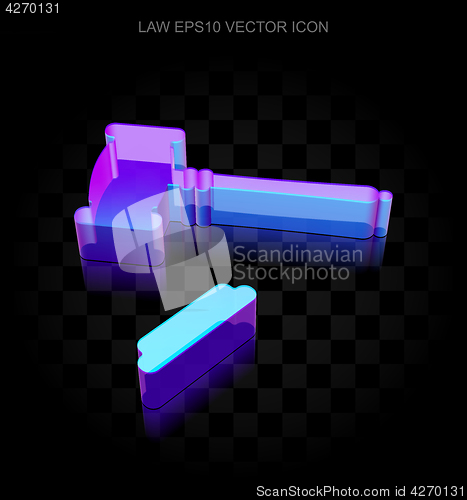Image of Law icon: 3d neon glowing Gavel made of glass, EPS 10 vector.