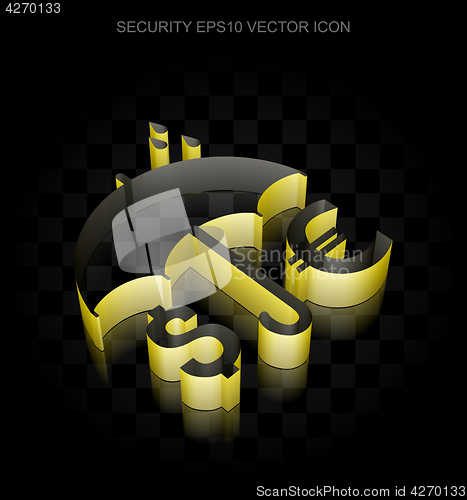 Image of Protection icon: Yellow 3d Money And Umbrella made of paper, transparent shadow, EPS 10 vector.