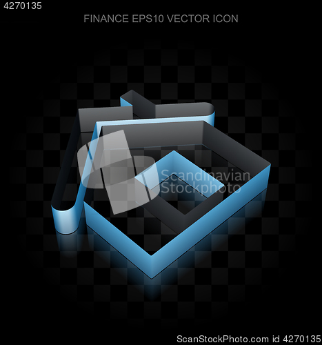 Image of Business icon: Blue 3d Home made of paper, transparent shadow, EPS 10 vector.