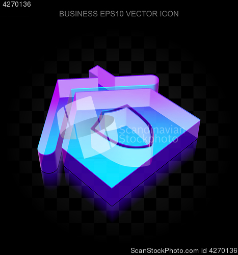 Image of Business icon: 3d neon glowing Home made of glass, EPS 10 vector.