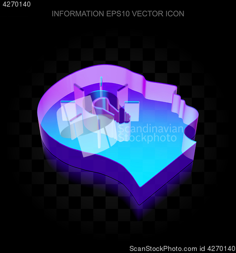 Image of Data icon: 3d neon glowing Head With Light Bulb made of glass, EPS 10 vector.