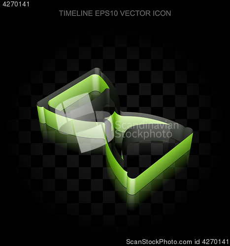 Image of Time icon: Green 3d Hourglass made of paper, transparent shadow, EPS 10 vector.