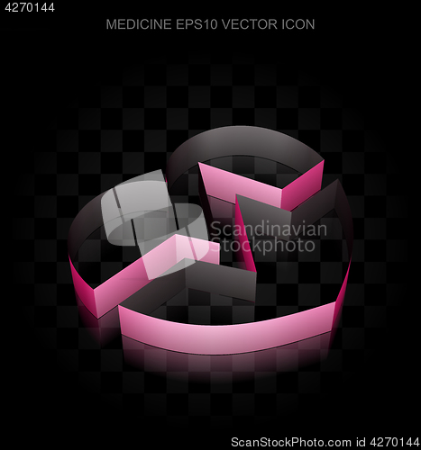 Image of Medicine icon: Crimson 3d Heart made of paper, transparent shadow, EPS 10 vector.