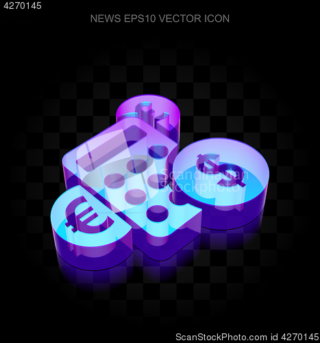 Image of News icon: 3d neon glowing Calculator made of glass, EPS 10 vector.