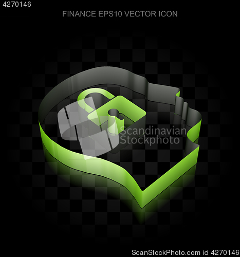 Image of Business icon: Green 3d Head With Padlock made of paper, transparent shadow, EPS 10 vector.