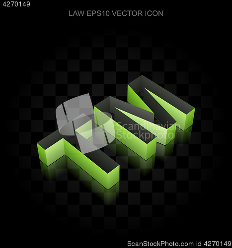 Image of Law icon: Green 3d Trademark made of paper, transparent shadow, EPS 10 vector.