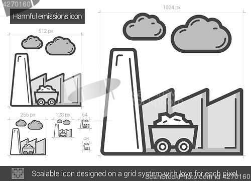 Image of Harmful emissions line icon.