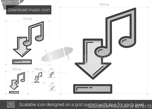 Image of Download music line icon.