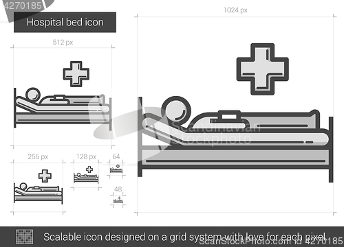 Image of Hospital bed line icon.