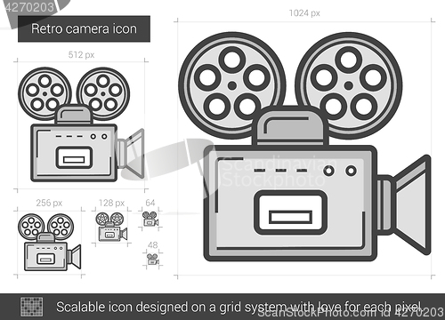 Image of Retro camera line icon.