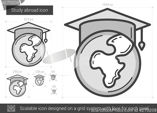 Image of Study abroad line icon.