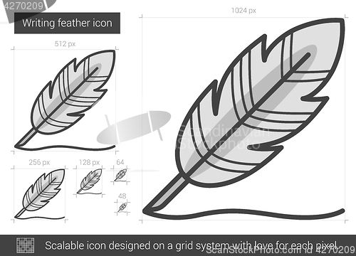 Image of Writing feather line icon.