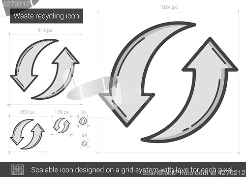 Image of Waste recycling line icon.