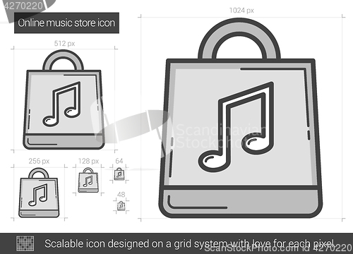 Image of Online music store line icon.