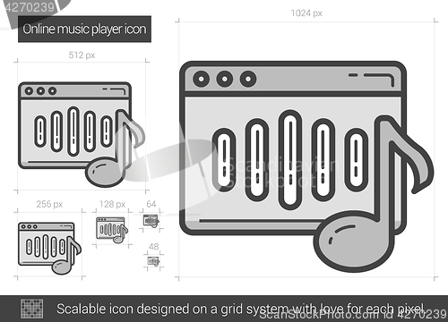 Image of Online music player line icon.