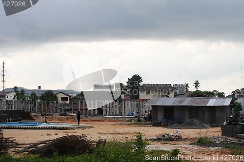 Image of PHUKET - JULY 8: Burmese people work on a construction site July