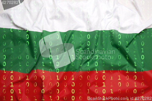 Image of Binary code with Bulgaria flag, data protection concept