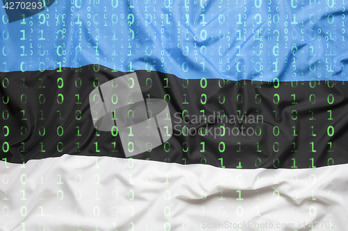 Image of Binary code with Estonia flag, data protection concept