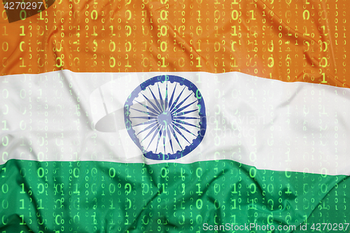 Image of Binary code with India flag, data protection concept