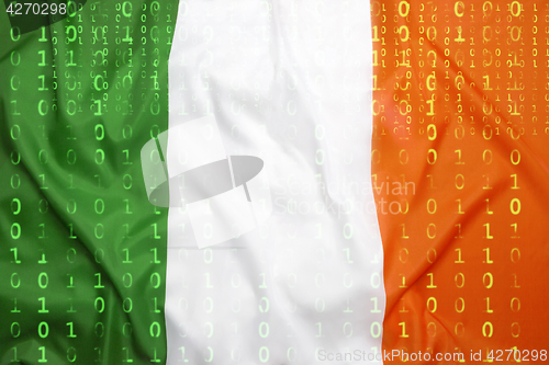 Image of Binary code with Ireland flag, data protection concept