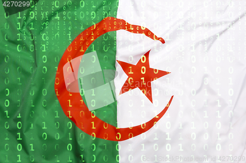 Image of Binary code with Algeria flag, data protection concept