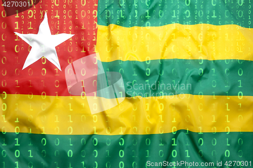 Image of Binary code with Togo flag, data protection concept