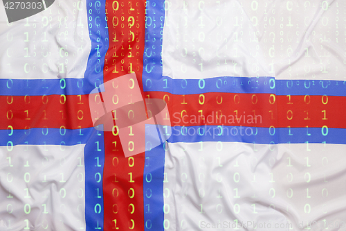 Image of Binary code with Faroe Islands flag, data protection concept