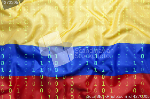 Image of Binary code with Colombia flag, data protection concept