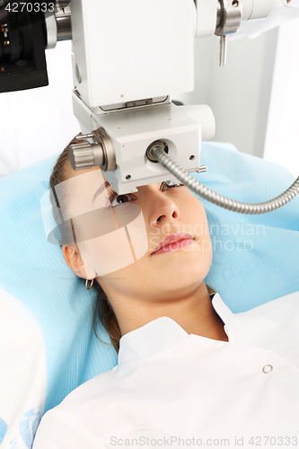 Image of Laser vision correction. Eye clinic, laser vision correction. Eye surgery, eye clinic.