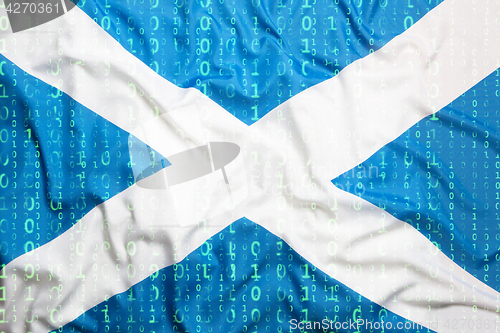 Image of Binary code with Scotland flag, data protection concept