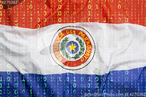 Image of Binary code with Paraguay flag, data protection concept