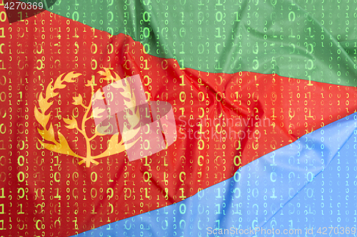 Image of Binary code with Eritrea flag, data protection concept