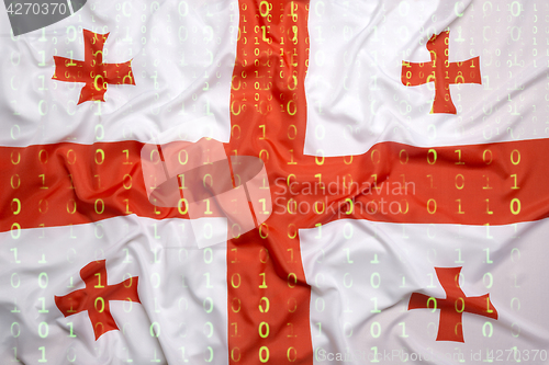 Image of Binary code with Georgia flag, data protection concept