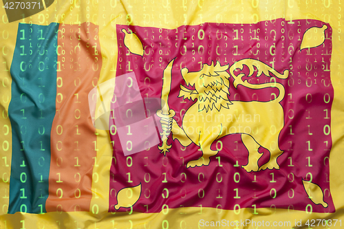 Image of Binary code with Sri Lanka flag, data protection concept