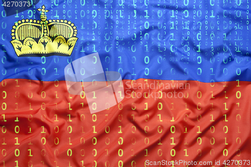 Image of Binary code with Liechtenstein flag, data protection concept