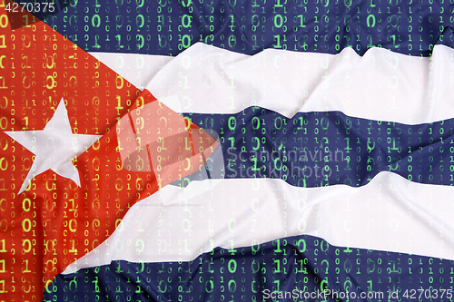 Image of Binary code with Cuba flag, data protection concept