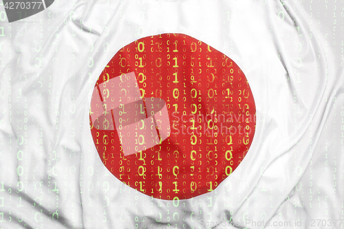 Image of Binary code with Japan flag, data protection concept