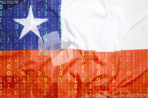 Image of Binary code with Chile flag, data protection concept
