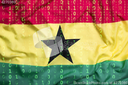 Image of Binary code with Ghana flag, data protection concept
