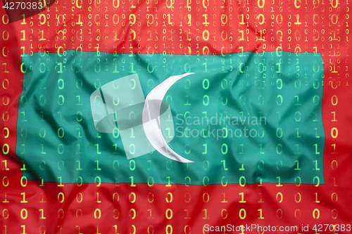 Image of Binary code with Maldives flag, data protection concept